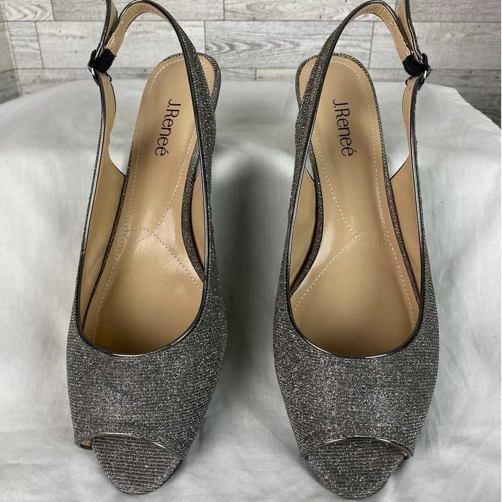 J. Renee Jenvey Pewter Metallic Slingback Open To… - image 2