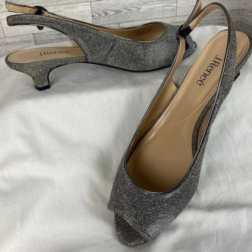 J. Renee Jenvey Pewter Metallic Slingback Open To… - image 3