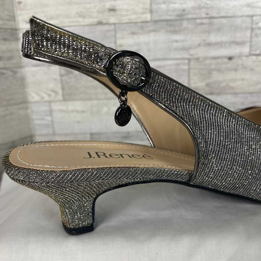 J. Renee Jenvey Pewter Metallic Slingback Open To… - image 5