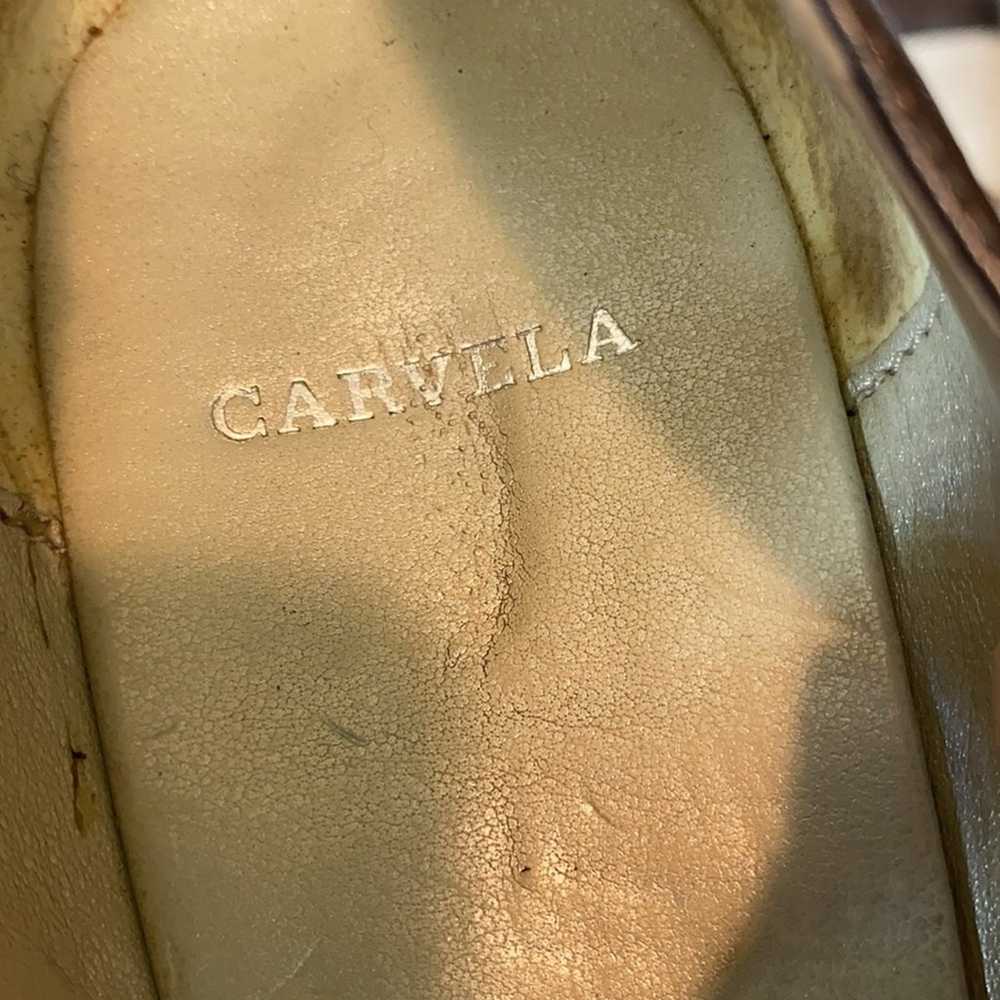 Carvela Made in Italy Leather Peep Toe Wedges 40 - image 10