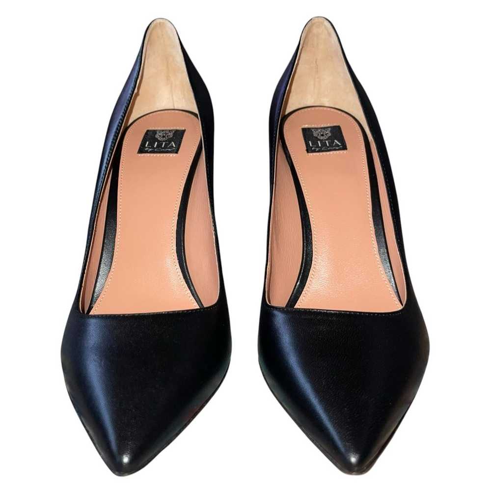 Lita by Ciara Pumps 40 9 Black Italian Leather Po… - image 3