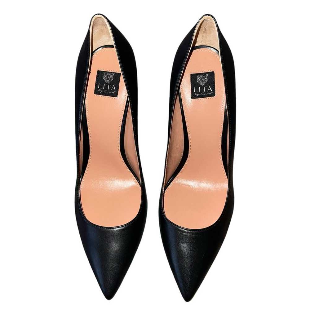 Lita by Ciara Pumps 40 9 Black Italian Leather Po… - image 5