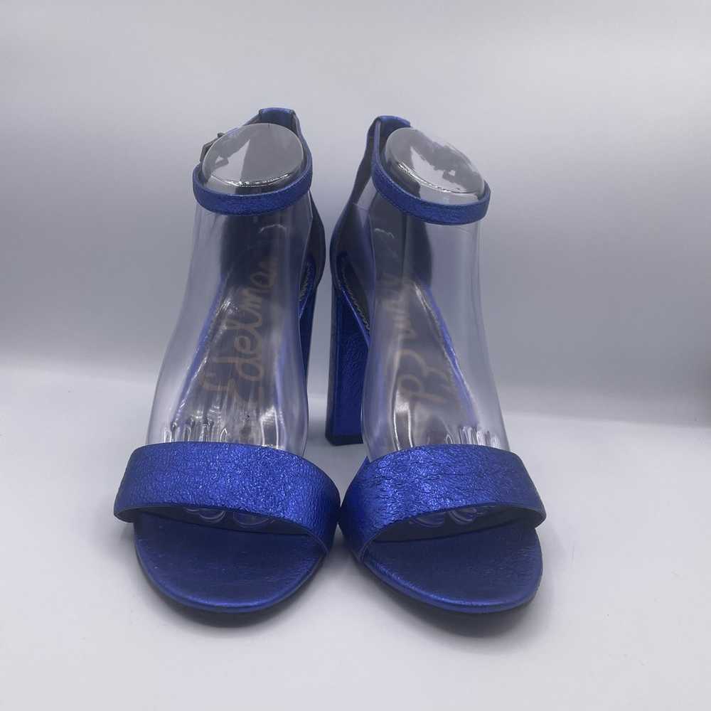 Sam Edelman Yaro Metallic Blue Heels Pumps Block … - image 3