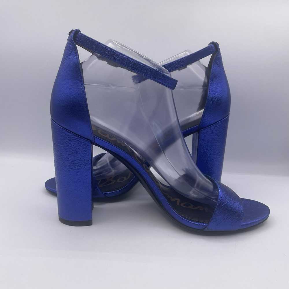 Sam Edelman Yaro Metallic Blue Heels Pumps Block … - image 4