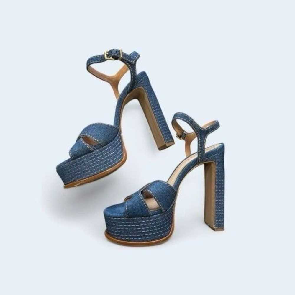 Shultz Keefa Blue Denim Open Toe Platform Block H… - image 3