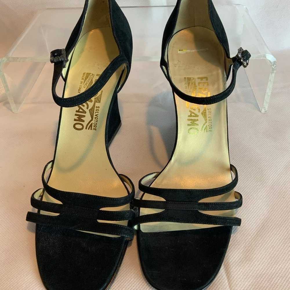 Salvatore Ferragamo black suede sandals size 9.5 - image 9