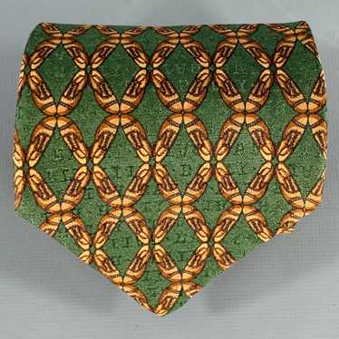 Bally BALLY Green Beige Abstract Silk Jacquard Tie - image 1