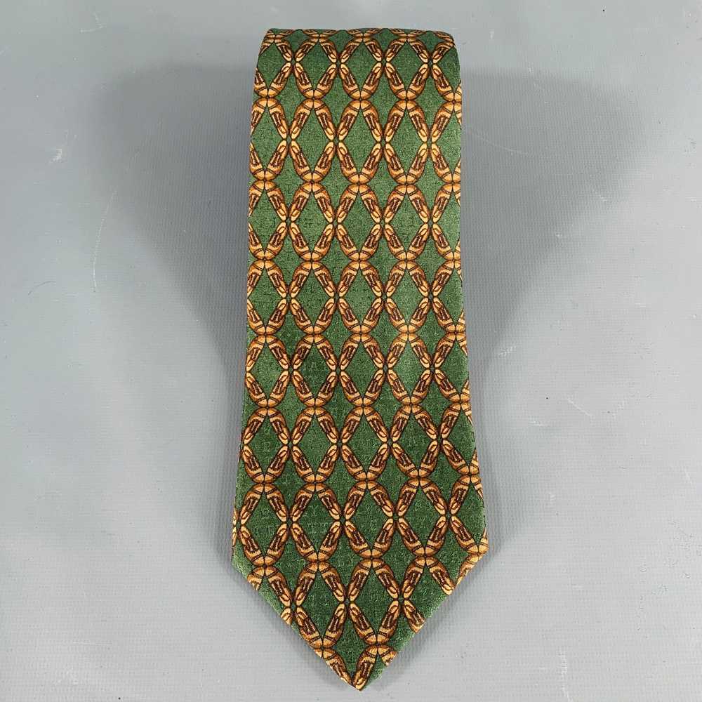 Bally BALLY Green Beige Abstract Silk Jacquard Tie - image 3