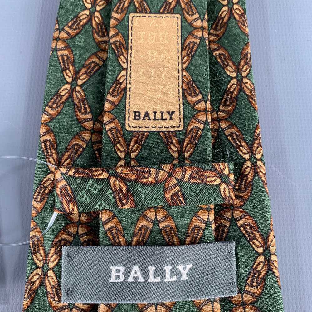 Bally BALLY Green Beige Abstract Silk Jacquard Tie - image 4