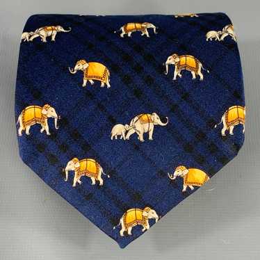 Burberry BURBERRYS Navy Gold Elephants Silk Tie - image 1