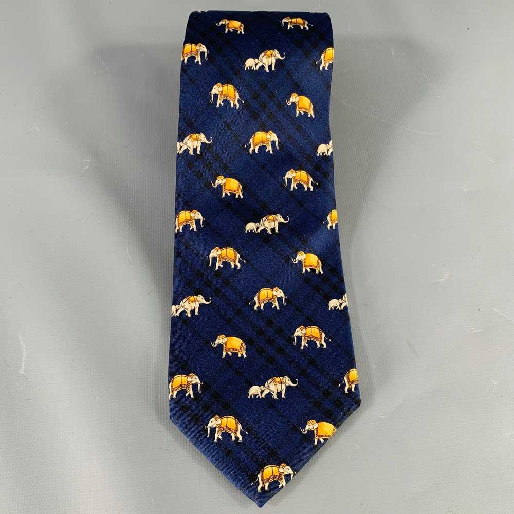 Burberry BURBERRYS Navy Gold Elephants Silk Tie - image 2