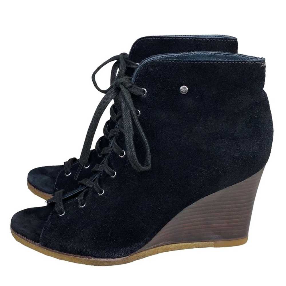 UGG Women’s Elyse Black Suede Open Toe Wedge Ankl… - image 5