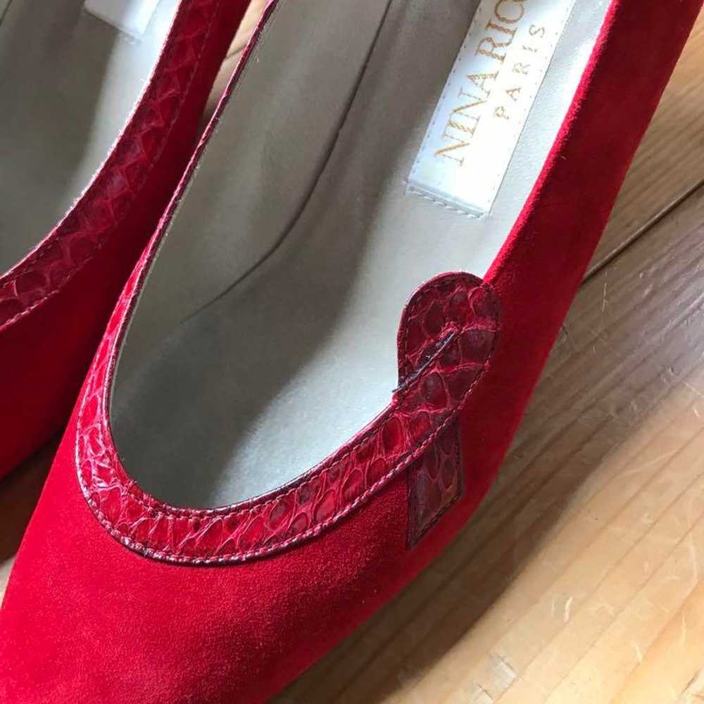 Nina Ricci red suede pumps - image 2