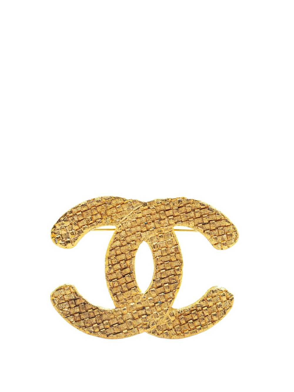 CHANEL Pre-Owned 2009 Gold Plated CC costume broo… - image 1