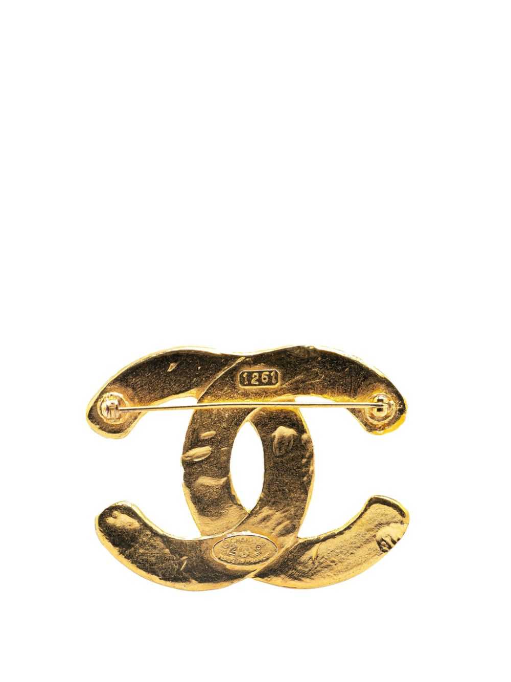 CHANEL Pre-Owned 2009 Gold Plated CC costume broo… - image 2