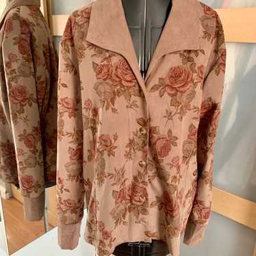 VTG, Sueded Longsleeve Floral Blouse, 16 - image 1