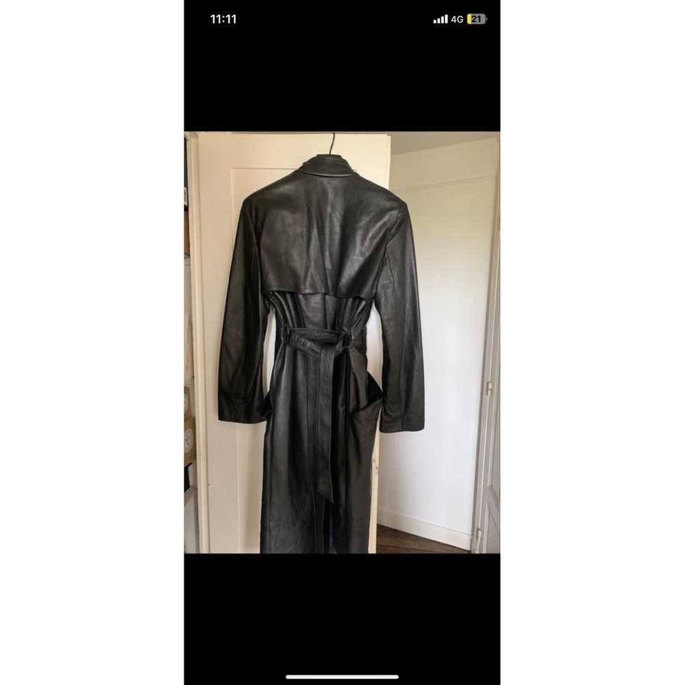 Non Signé / Unsigned Leather trench coat - image 2