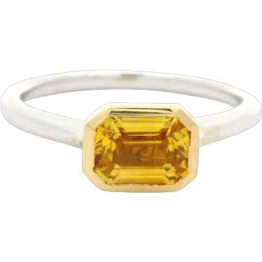 New 14k White & Yellow Gold 1.09ct Emerald Cut Yel