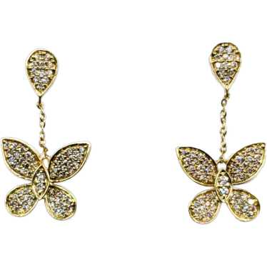 Diamond Butterfly Dangle Earrings in 14k Yellow G… - image 1