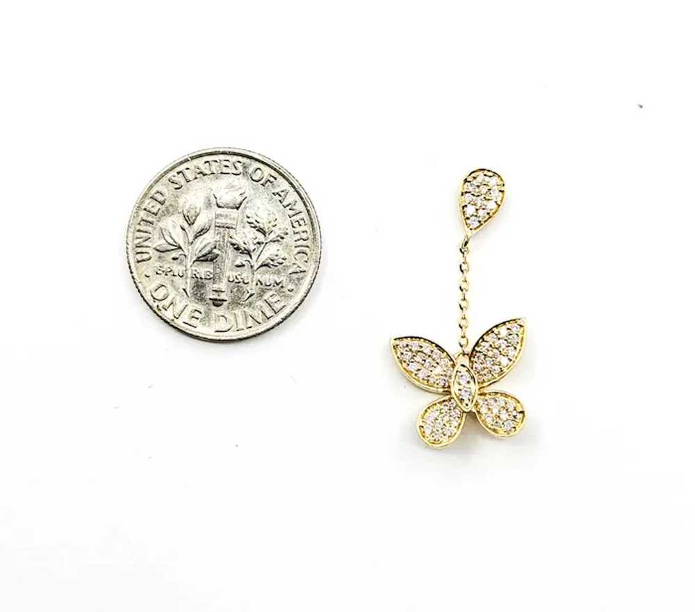 Diamond Butterfly Dangle Earrings in 14k Yellow G… - image 2