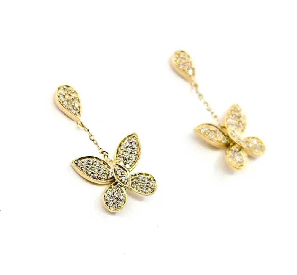 Diamond Butterfly Dangle Earrings in 14k Yellow G… - image 3