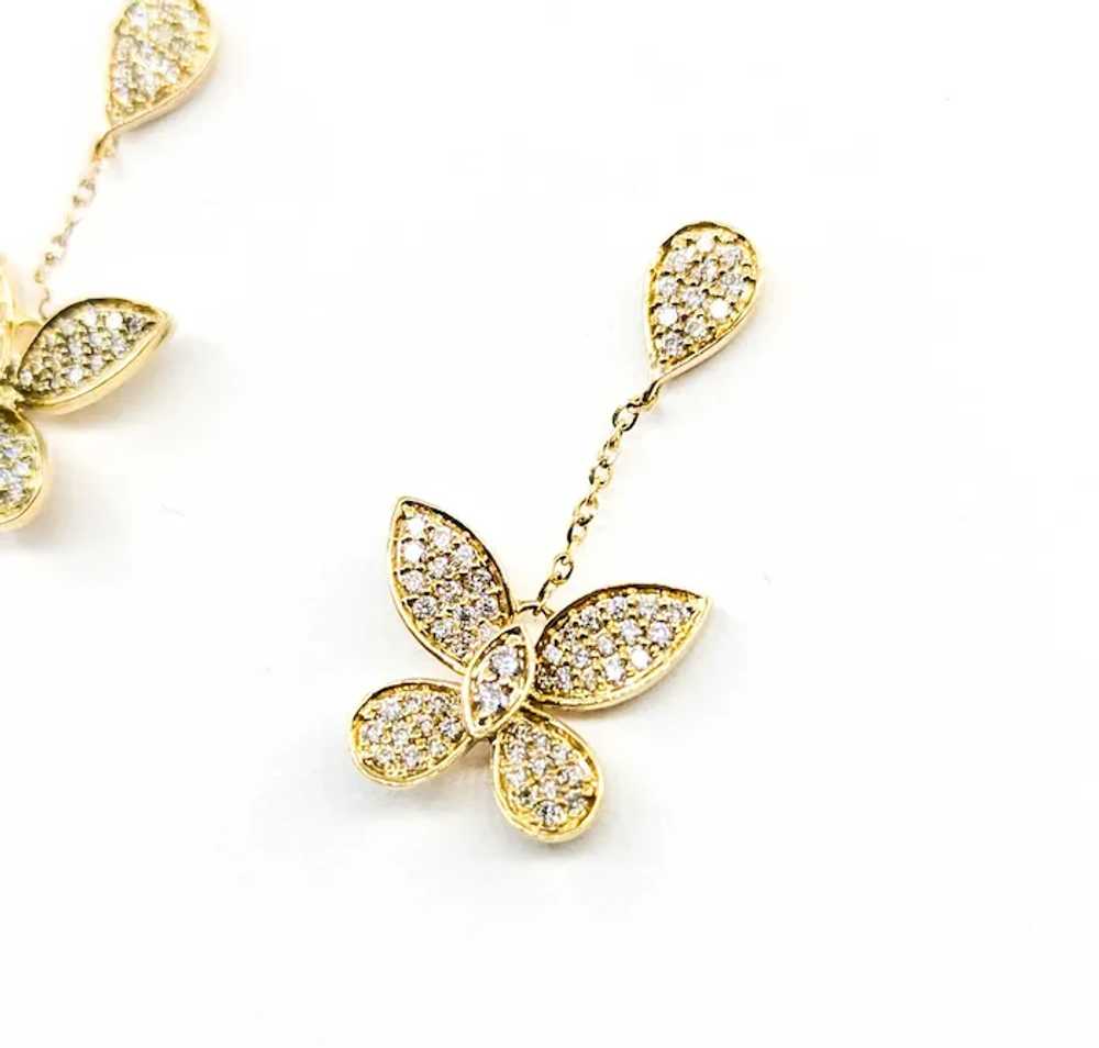 Diamond Butterfly Dangle Earrings in 14k Yellow G… - image 4