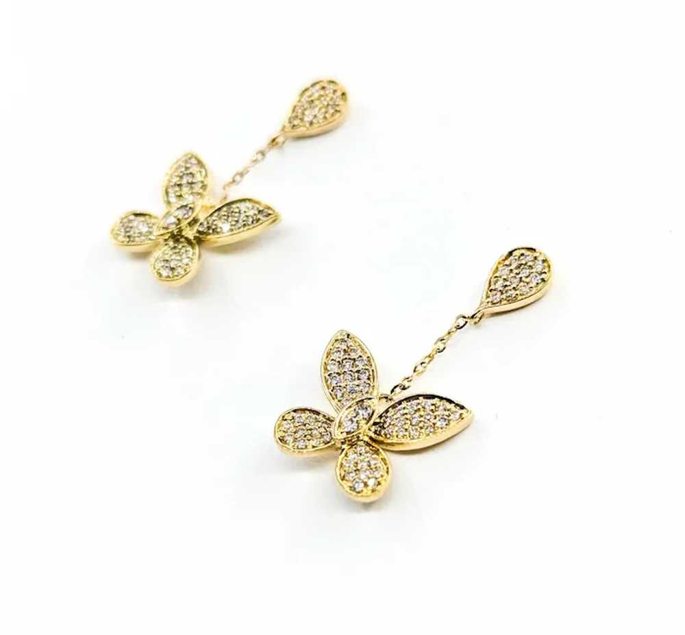 Diamond Butterfly Dangle Earrings in 14k Yellow G… - image 5