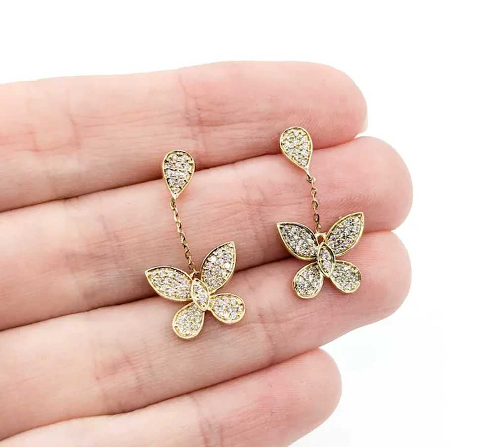 Diamond Butterfly Dangle Earrings in 14k Yellow G… - image 6