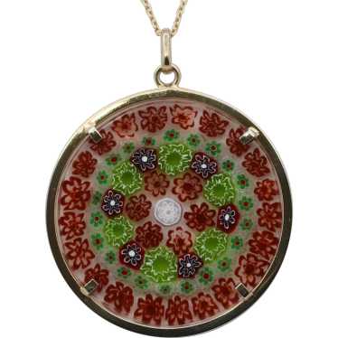 Vermeil Murano Glass Millefiori Disk Pendant - image 1