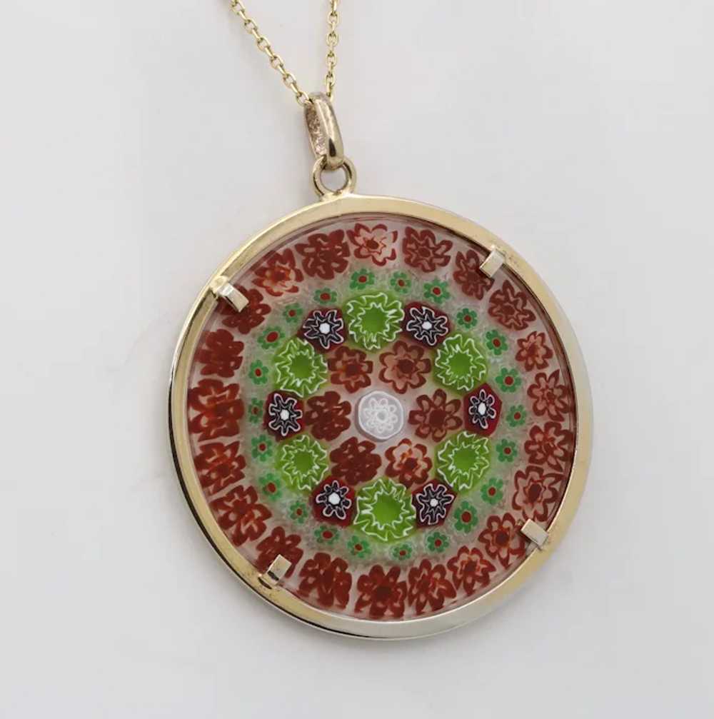 Vermeil Murano Glass Millefiori Disk Pendant - image 2