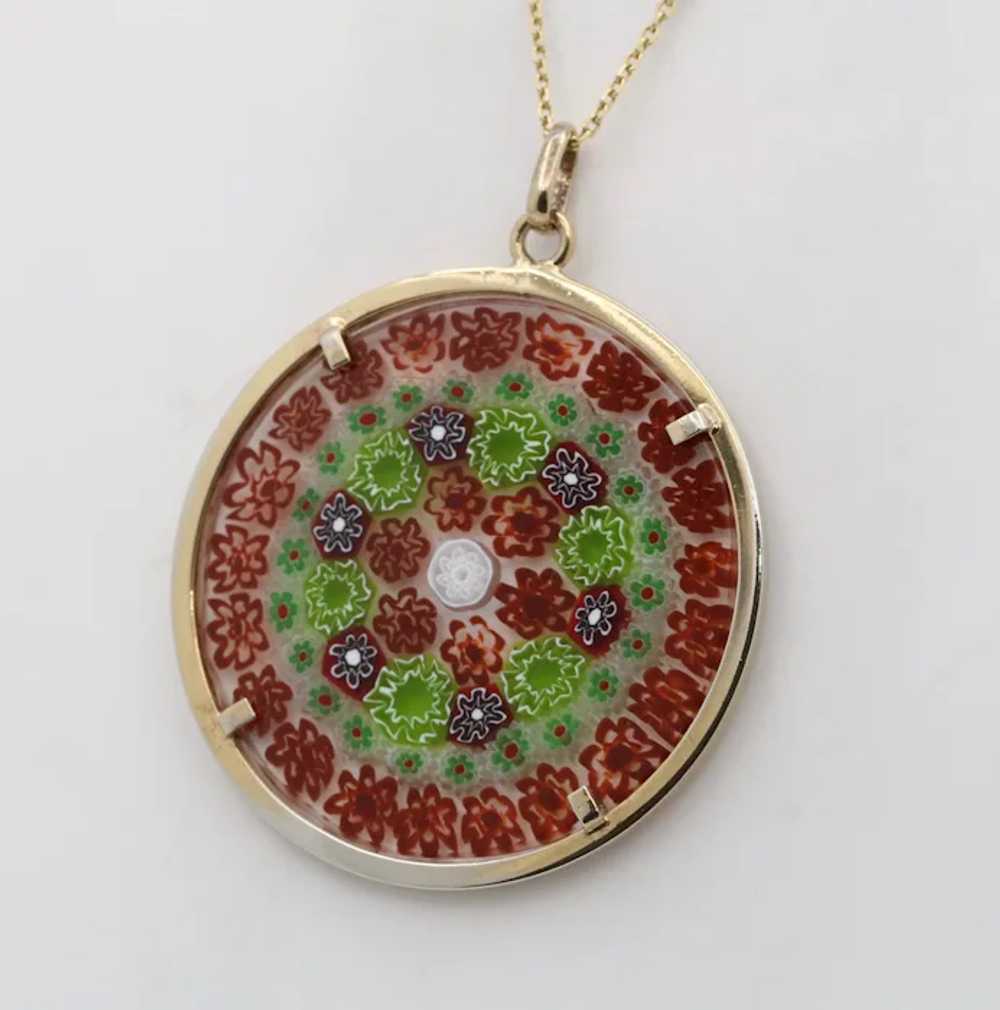 Vermeil Murano Glass Millefiori Disk Pendant - image 3