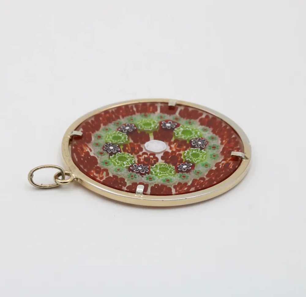 Vermeil Murano Glass Millefiori Disk Pendant - image 4