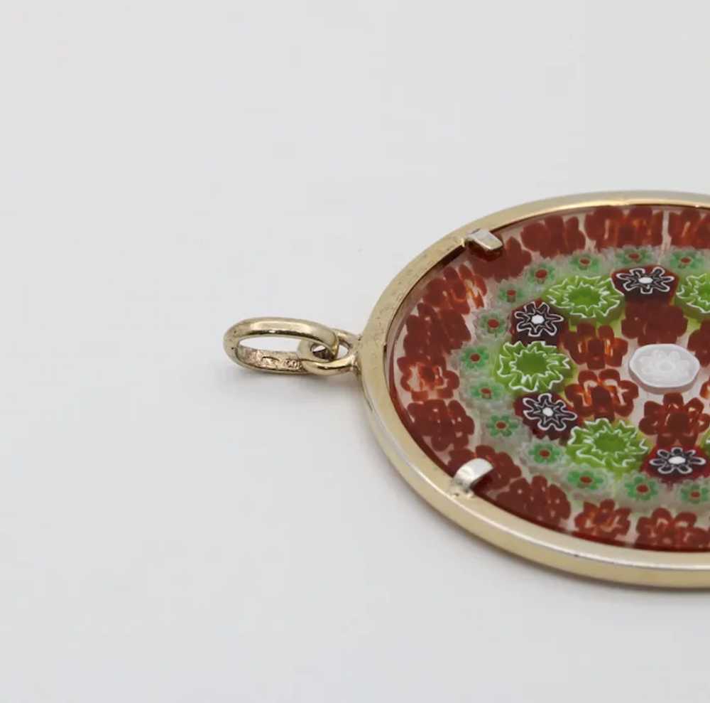 Vermeil Murano Glass Millefiori Disk Pendant - image 5