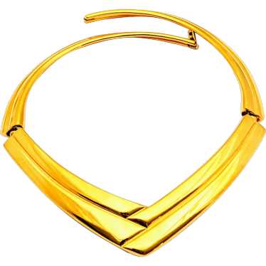 Napier Gold Tone V Shape Collar Necklace