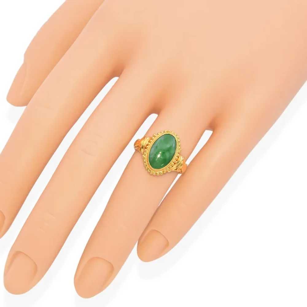 Vintage 23k Yellow Gold 1.75ct Jade Statement Ring - image 3