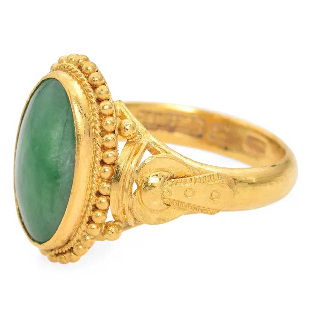 Vintage 23k Yellow Gold 1.75ct Jade Statement Ring - image 5