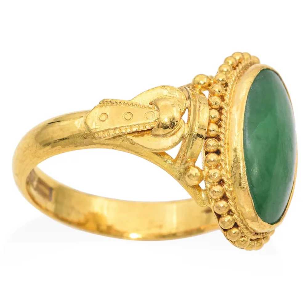 Vintage 23k Yellow Gold 1.75ct Jade Statement Ring - image 6