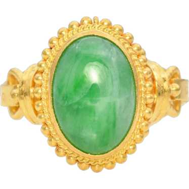 Vintage 23k Yellow Gold 2.35ct Jade Ring