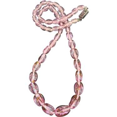 Unique Art Deco Pink Art Glass Necklace - image 1