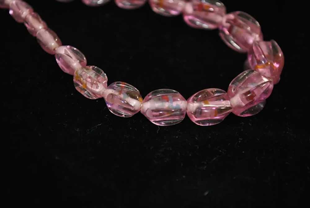 Unique Art Deco Pink Art Glass Necklace - image 7