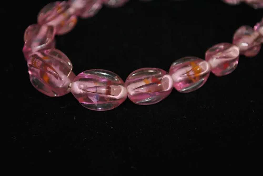 Unique Art Deco Pink Art Glass Necklace - image 8