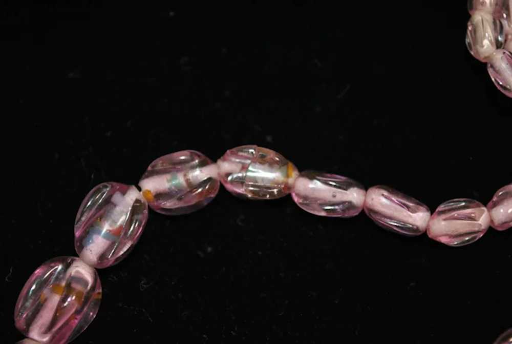 Unique Art Deco Pink Art Glass Necklace - image 9