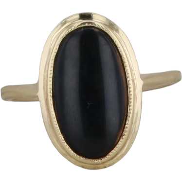 10k Yellow Gold Oval Onyx Cabochon Ring