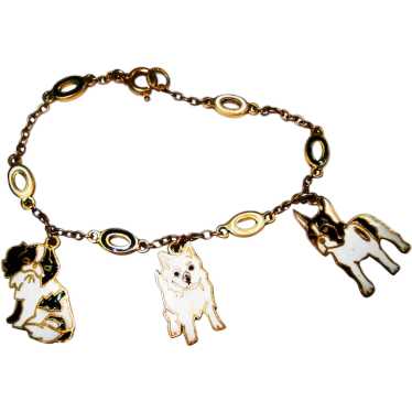 Antique Enamel Dog Charm Bracelet