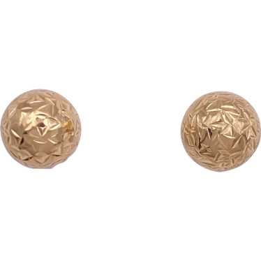 Bead Ball Stud Earrings 14K Gold 8 MM Sparkly Tex… - image 1