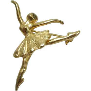 Vintage Carol Kellner Ballerina Pin Brooch Gold T… - image 1