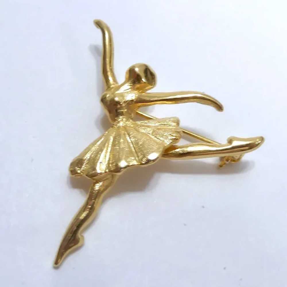 Vintage Carol Kellner Ballerina Pin Brooch Gold T… - image 2