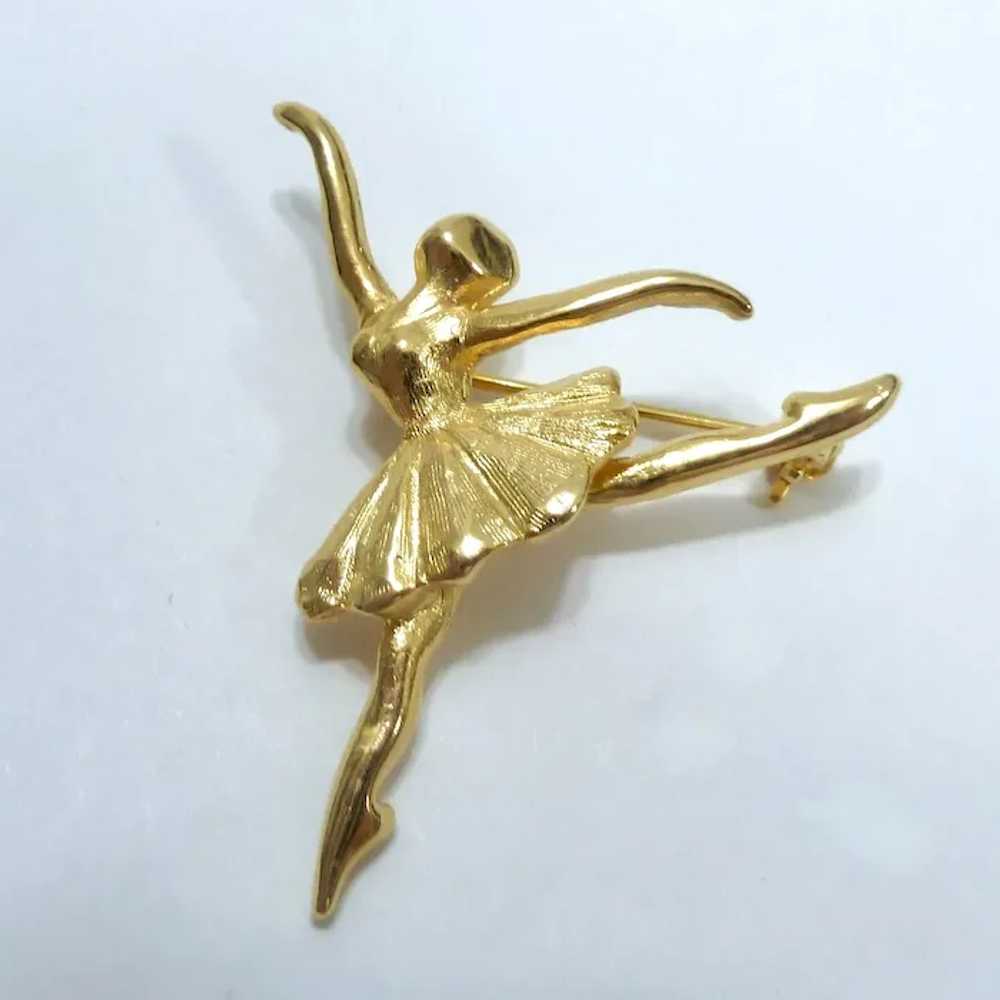 Vintage Carol Kellner Ballerina Pin Brooch Gold T… - image 3