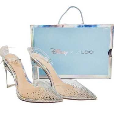 Disney x Aldo 8.5 Clear Jewel Glass Slipper Heels… - image 1