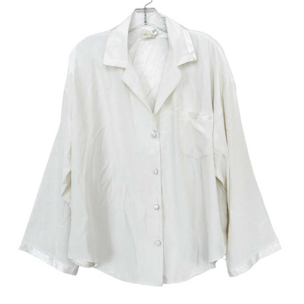 Vintage Victoria's Secret White Silky Button Down… - image 1